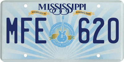 MS license plate MFE620
