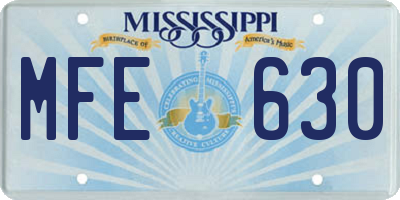 MS license plate MFE630