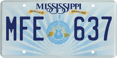MS license plate MFE637