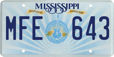 MS license plate MFE643