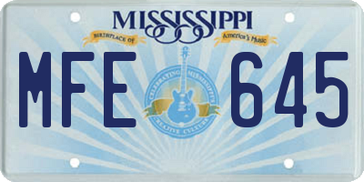 MS license plate MFE645