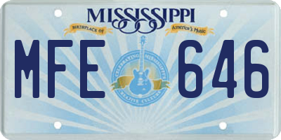 MS license plate MFE646