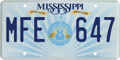 MS license plate MFE647