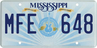 MS license plate MFE648