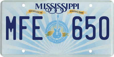 MS license plate MFE650