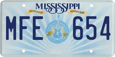 MS license plate MFE654