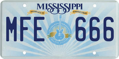 MS license plate MFE666