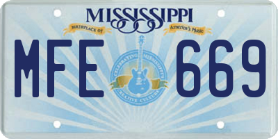 MS license plate MFE669