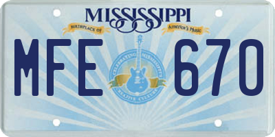 MS license plate MFE670