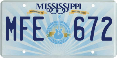 MS license plate MFE672