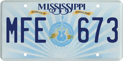 MS license plate MFE673