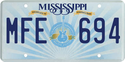 MS license plate MFE694