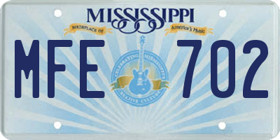 MS license plate MFE702