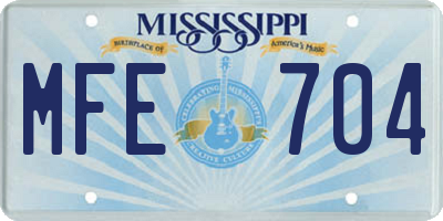 MS license plate MFE704