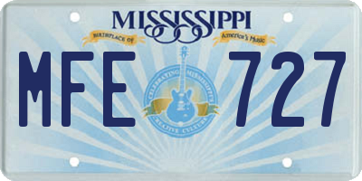 MS license plate MFE727