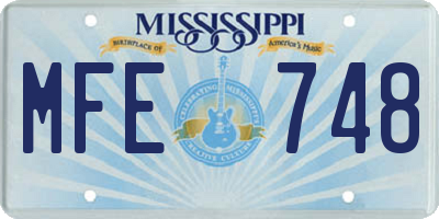 MS license plate MFE748