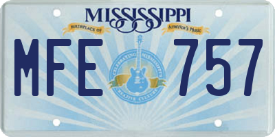 MS license plate MFE757