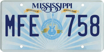 MS license plate MFE758