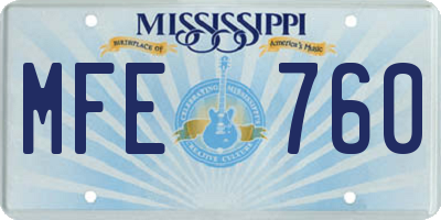 MS license plate MFE760