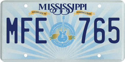 MS license plate MFE765