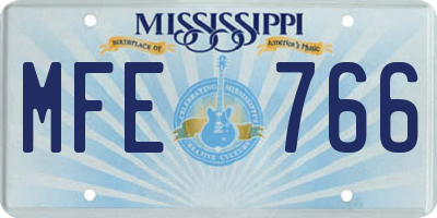 MS license plate MFE766