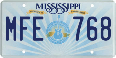 MS license plate MFE768