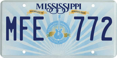 MS license plate MFE772