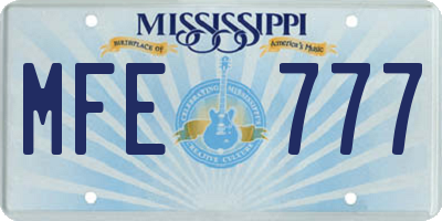 MS license plate MFE777