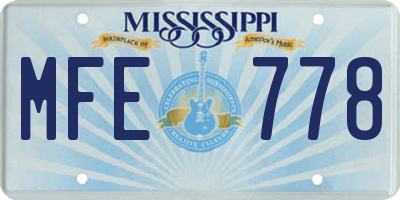 MS license plate MFE778