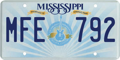 MS license plate MFE792
