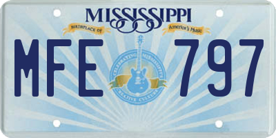 MS license plate MFE797