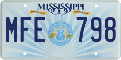 MS license plate MFE798