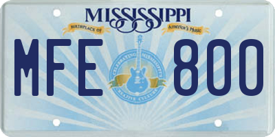 MS license plate MFE800