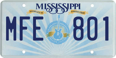 MS license plate MFE801