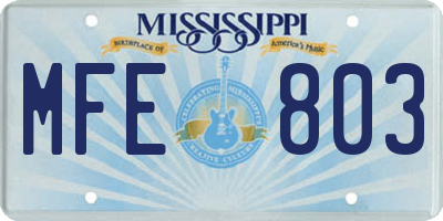 MS license plate MFE803
