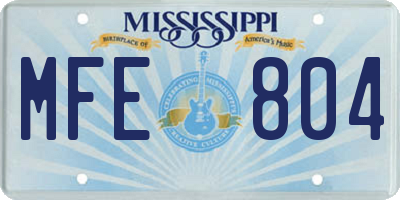 MS license plate MFE804