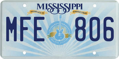 MS license plate MFE806