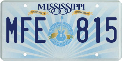 MS license plate MFE815