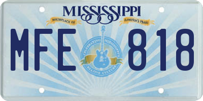 MS license plate MFE818