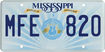 MS license plate MFE820