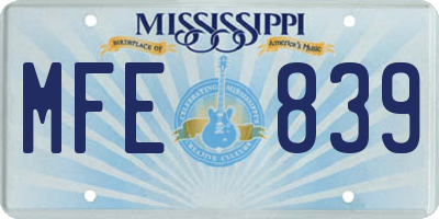 MS license plate MFE839
