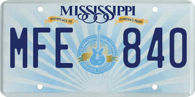 MS license plate MFE840