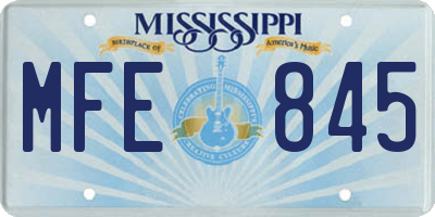 MS license plate MFE845