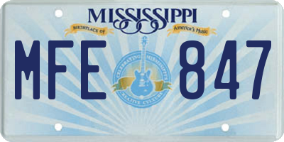 MS license plate MFE847