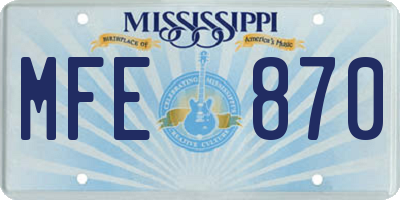MS license plate MFE870