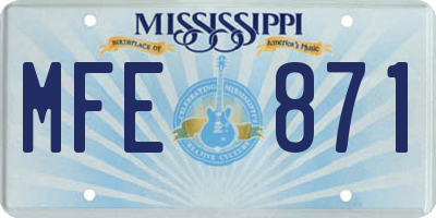 MS license plate MFE871