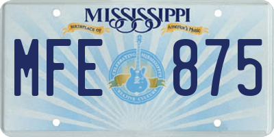 MS license plate MFE875