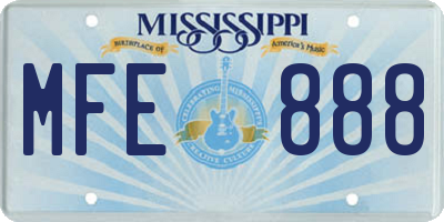 MS license plate MFE888