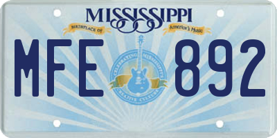MS license plate MFE892