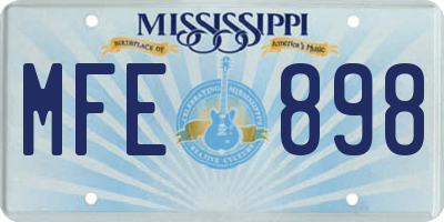 MS license plate MFE898